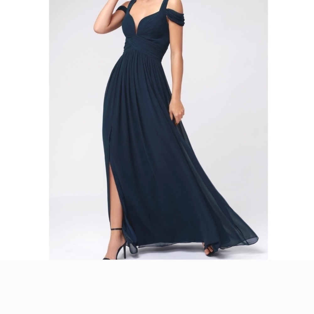 Lulu's Midnight Blue Ocean Of Elegance Maxi Dress/Gown Size Medium NWT